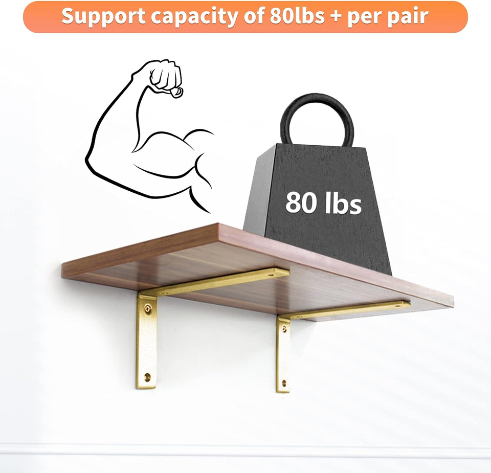 L Shelf Brackets 10 Inch Gold Heavy Duty Iron Shelf Brackets Industrial Moder... eBay