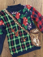 Vintage Ugly Christmas Sweater Scottish Royal Family Highlands British Chic M