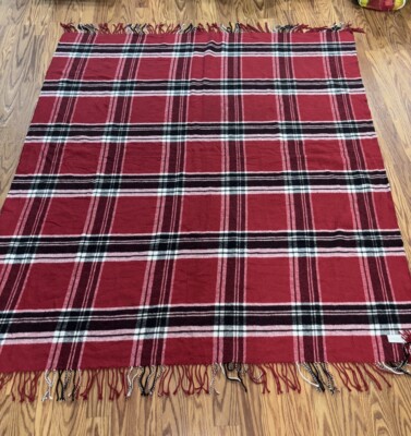 Vicolo Del Cotone Italian Red Plaid Throw/Blanket 58  X 51  With 3.5  Fringe