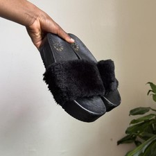 Black faux fur Cozy Platform Slides size EU 39 / US 8