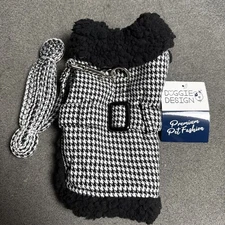 Doggie Design Size XS Harness Coats Black And White Houndstooth