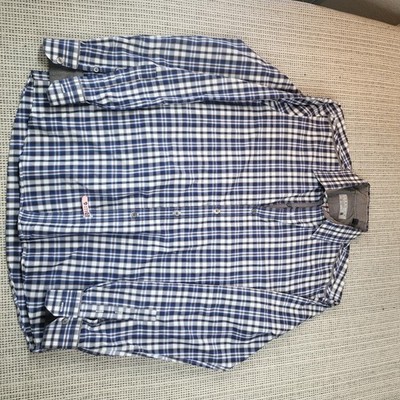 7 Diamonds Premium Shirt Mens Medium Blue Plaid Long Sleeve Button Front Casual