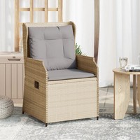 Gartensessel 2Er Set Mit Kissen Poly Rattan Beige Verstellbar