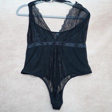 Black Lace Mesh Halter Bodysuit XL Lingerie