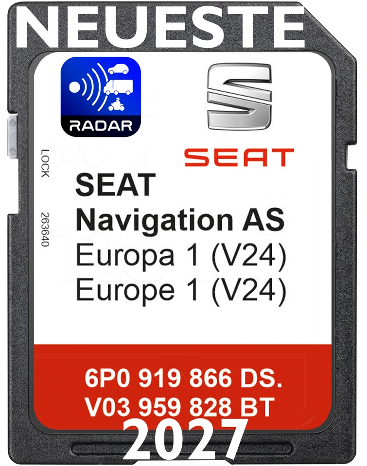 SEAT SD NAVIGATION Karte Navi System MIB2 GEN2 AS 6P0 Europa 2027 V25 + Blitzer - Bild 1 von 3