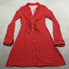 Free People Womens Medium Shirt Dress Red Button Up Long Sleeve Ruched Shayla