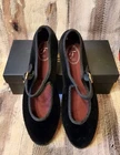 Flabelus Antonia Velvet Mary Jane Flat Women EU41 US 10 Black Handmade in Spain