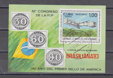 1CUBA :  1983 - SOUVENIR SHEET - SCOTT # 2597  BRASILIANA 83 / AVIATION