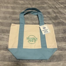Trader Joe's Pastel Mini Canvas Tote Bags 2025 LIMITED EDITION NWT Blue