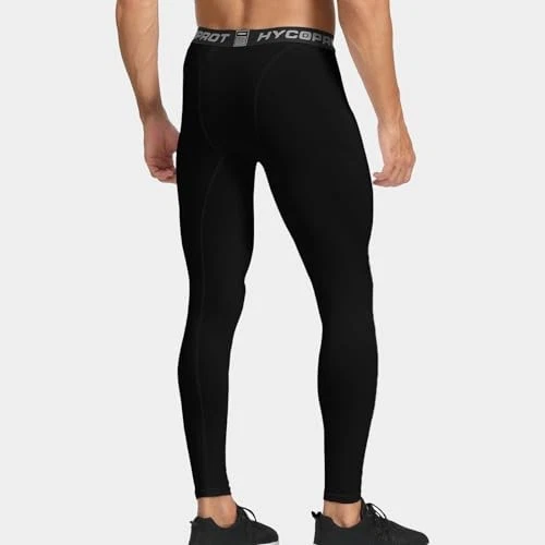  Men's Thermal Compression Pants, Fleece Lined Athletic Tight Cold Medium Black - Image 4 of 4