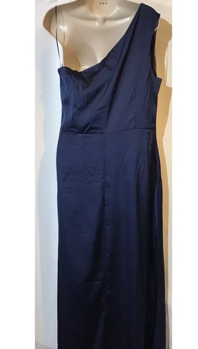 New Lipsy Size 16 Navy Blue One Shoulder Knot Front Maxi Dress Bridesmaid - Picture 12 of 17