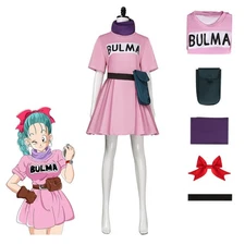 Anime Dragon Ball Bulma Dress Costume Set For Halloween Cosplay Party Outfits