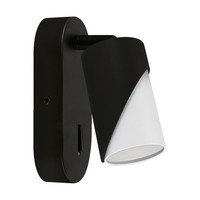 Wandlampe Mit Schalter Metall GU10 H: 15 Cm Schwenkbar Schwarz Weiß Wandleuchte