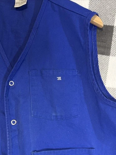 Menards Blue Sz XL Employee Vest Hi! May I help you? w Logo on back Halloween image 8