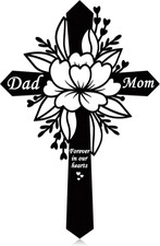 Dad and Mom Memorial Plaque Stake - Cemetery Flower Decorations - Metal Grave St