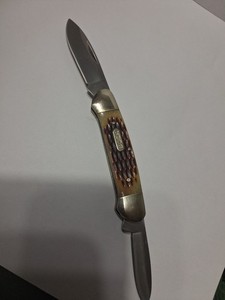 Buck 389 Canoe Pocket  Jigged Bone Handles Brass Bolsters 3" & 2.5" Blades Z-13 
