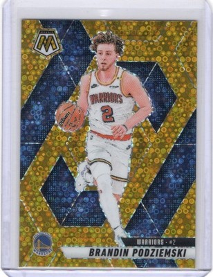 Brandin Podziemski 2024-25 Panini Mosaic #/10 Gold Disco Prizm Warriors #105