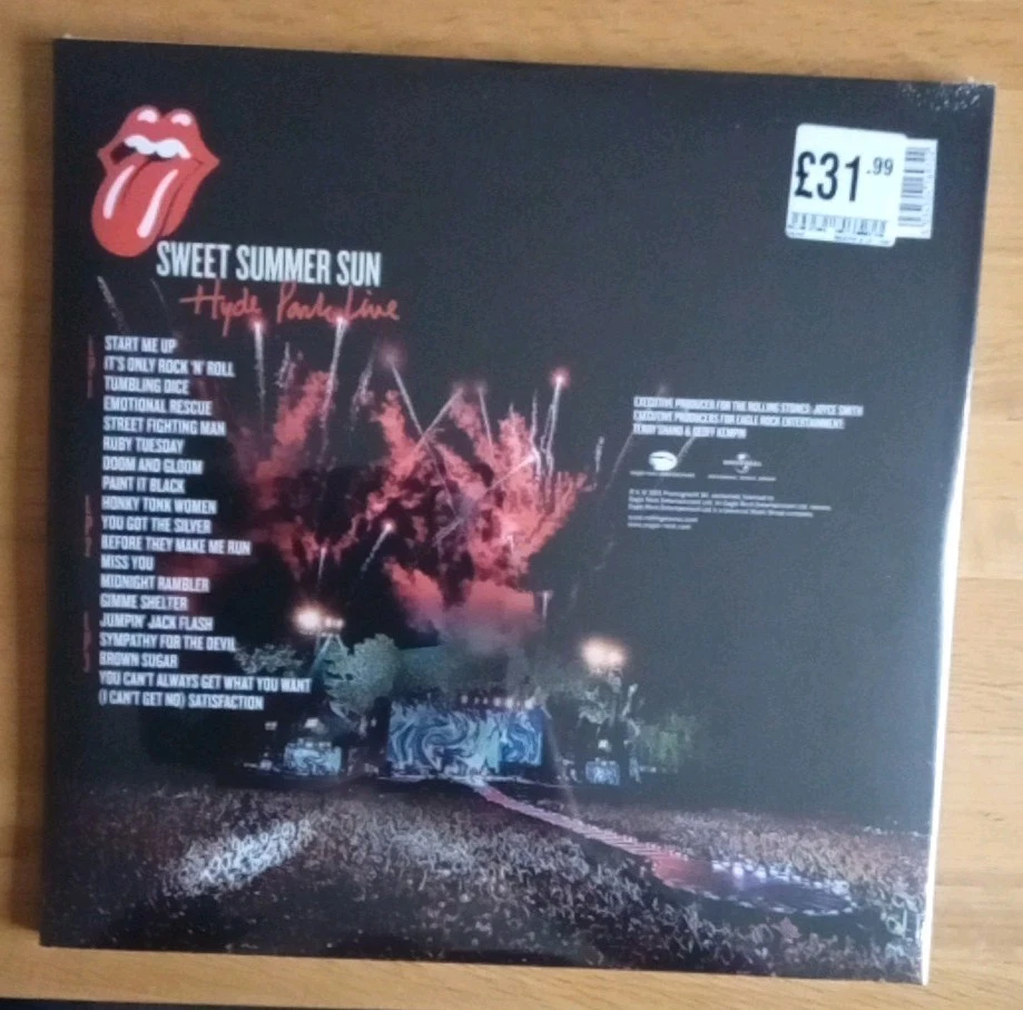 The Rolling Stones Sweet Summer Sun Hyde Park Live Triple Red Vinyl Sealed - Image 3 of 3