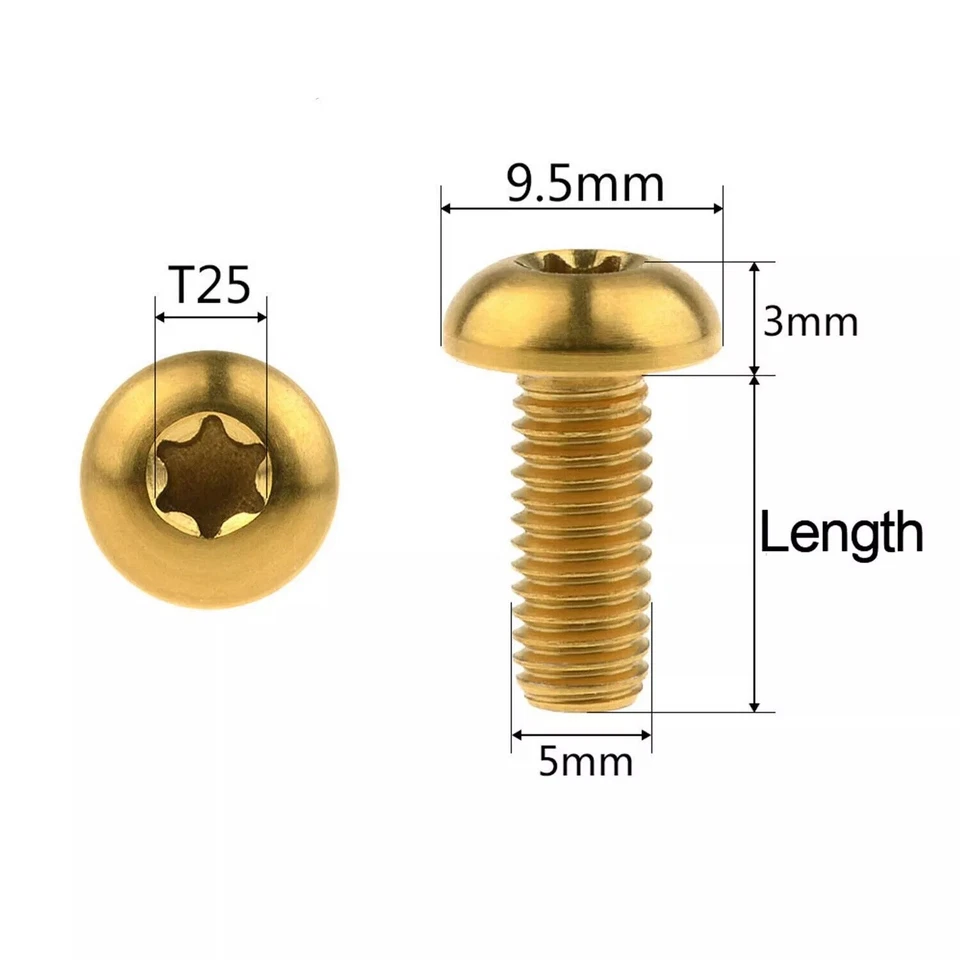 Винты ротора велосипедного дискового тормоза Torx T25 12 мм с титановым болтом M5x10 12 шт. - Изображение 2 из 4