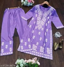 Readymad Chikanakari Kurta/kurti and plazoo Set for Women's Party Festive Outfit