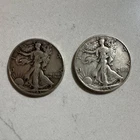 Liberty Walking Half Dollar Coins 1943 & 1944!  Lot of 2!