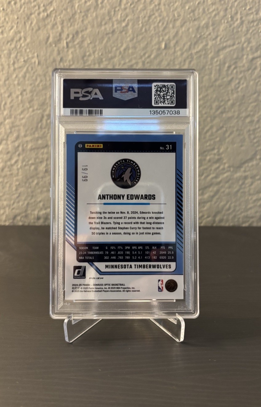 2024 PANINI DONRUSS OPTIC RED #31 ANTHONY EDWARDS /99 PSA 10 view 2