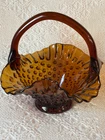 Vintage Fenton Amber Glass Basket Hobnail Colonial  7 1/2" Tall # 3837 930257