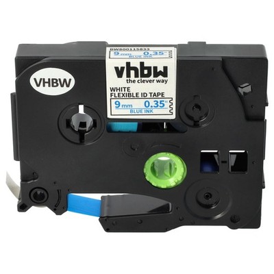 Schriftband für Brother PT H107 P700 H300LI H100LB H100R Blau/Weiß Flex 9mm 8m