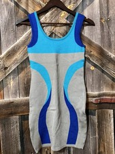 Retired BEBE Rayon/Spandex Dress Gray Blue Sz S Small Stretchy VG