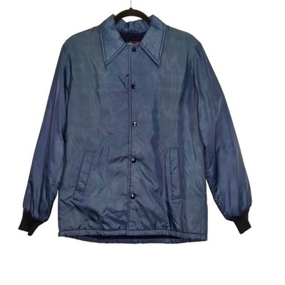 Vintage Sears Mens Normcore Navy Blue Quilted Jacket S Classic