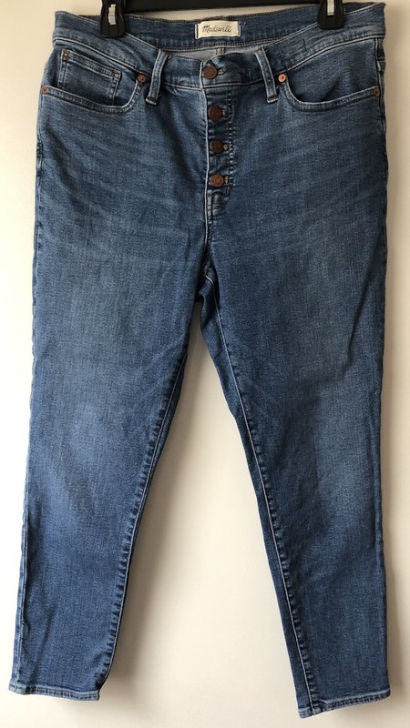 Women’s Madewell 9" Mid Rise Crop Button Denim Jeans Size 32