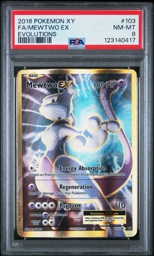 2016 POKEMON XY EVOLUTIONS #103 FULL ART/MEWTWO EX PSA 8