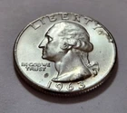 1963 Washington Quarter • AU Slider Look 90% Silver • Strong Detail NMM  X138