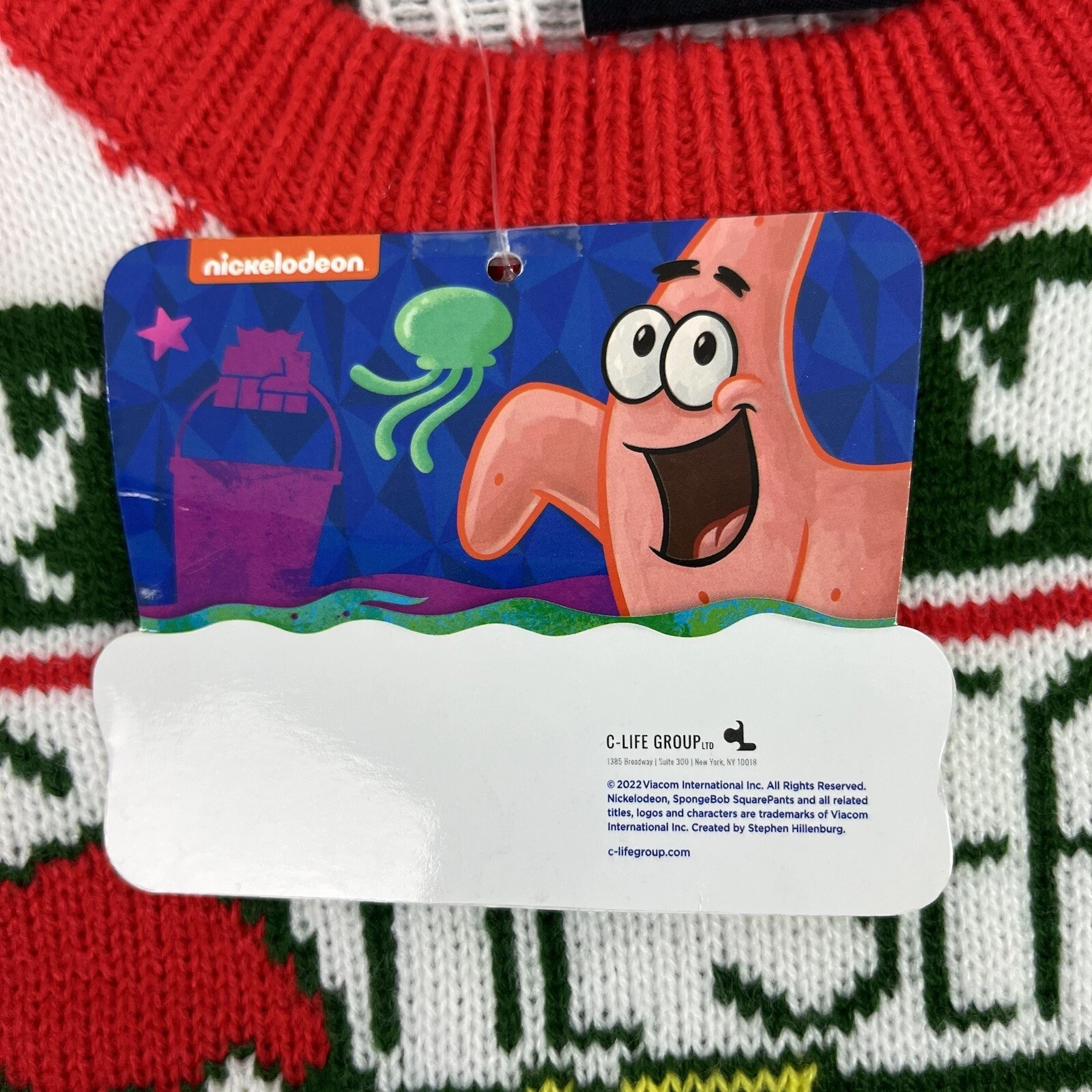 Nick 90s SpongeBob SquarePants Ugly Christmas Sweater Patrick Acrylic Medium