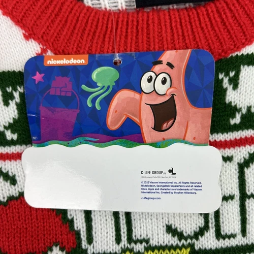 Nick 90s SpongeBob SquarePants Ugly Christmas Sweater Patrick Acrylic Medium