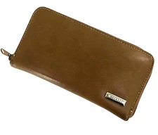 RFID Brown Leather Rosetti Zip Around Clutch Wallet Organizer Safety Protection