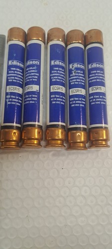 lot of 5 Edison, ECSR15, Time Delay Dual Element Fuse 15a 15 Amp 600v Eaton - Picture 4 of 5