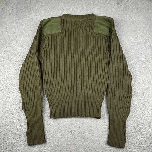 Vintage Military Wool Sweater Size 38 Olive Green Commando Pullover 90s - Picture 4 of 7