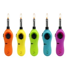 Mini Candle Lighter Long Neck with Safety Lock Butane Already Filled Pack of 5