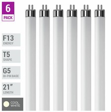 6 Pack F13T5 CW 41K Tube 21" Inches 13W Watt Mini Bi 2-Pin G5 4100K Cool White