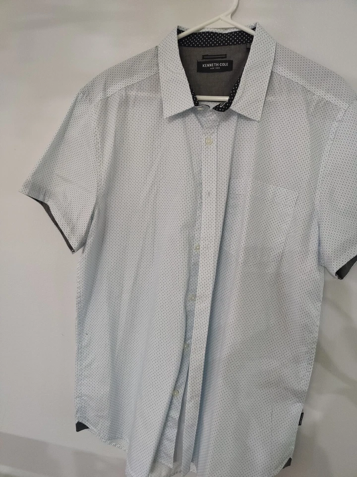 Camisa de vestir corta con botones Kenneth Cole para hombre - manga azul claro XL Foto 3 de 4