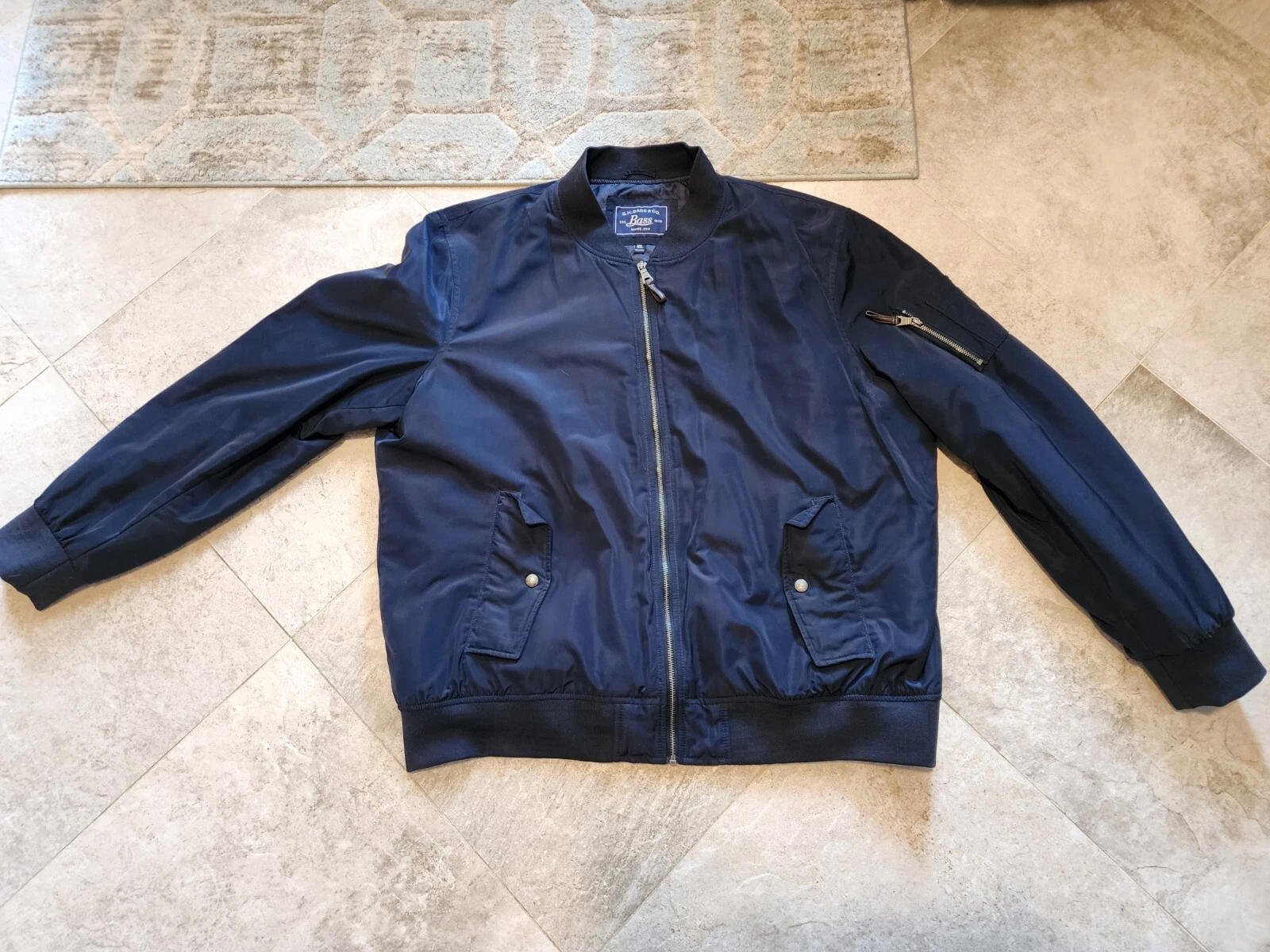G.H. Bass Bomber Jacket XXL Navy Blue Full Zip