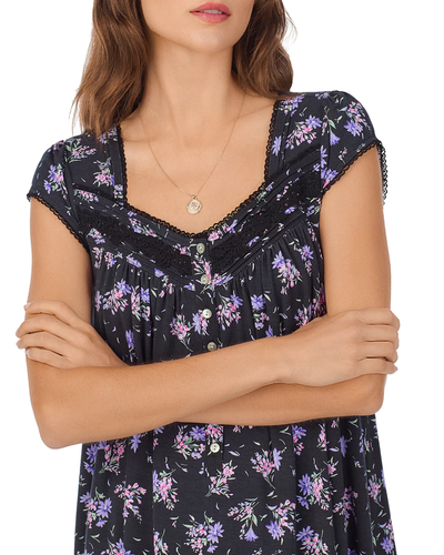 Nwt $74 Eileen West COLORFUL BLOOMS Modal Cap Sleeve 44" Long Waltz Nightgown 2X - Picture 2 of 6
