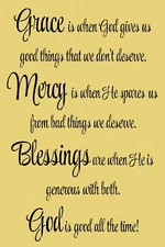 STENCIL ITEM 8754 AK 12"x18"- GRACE MERCY BLESSINGS-  REUSABLE STENCILS