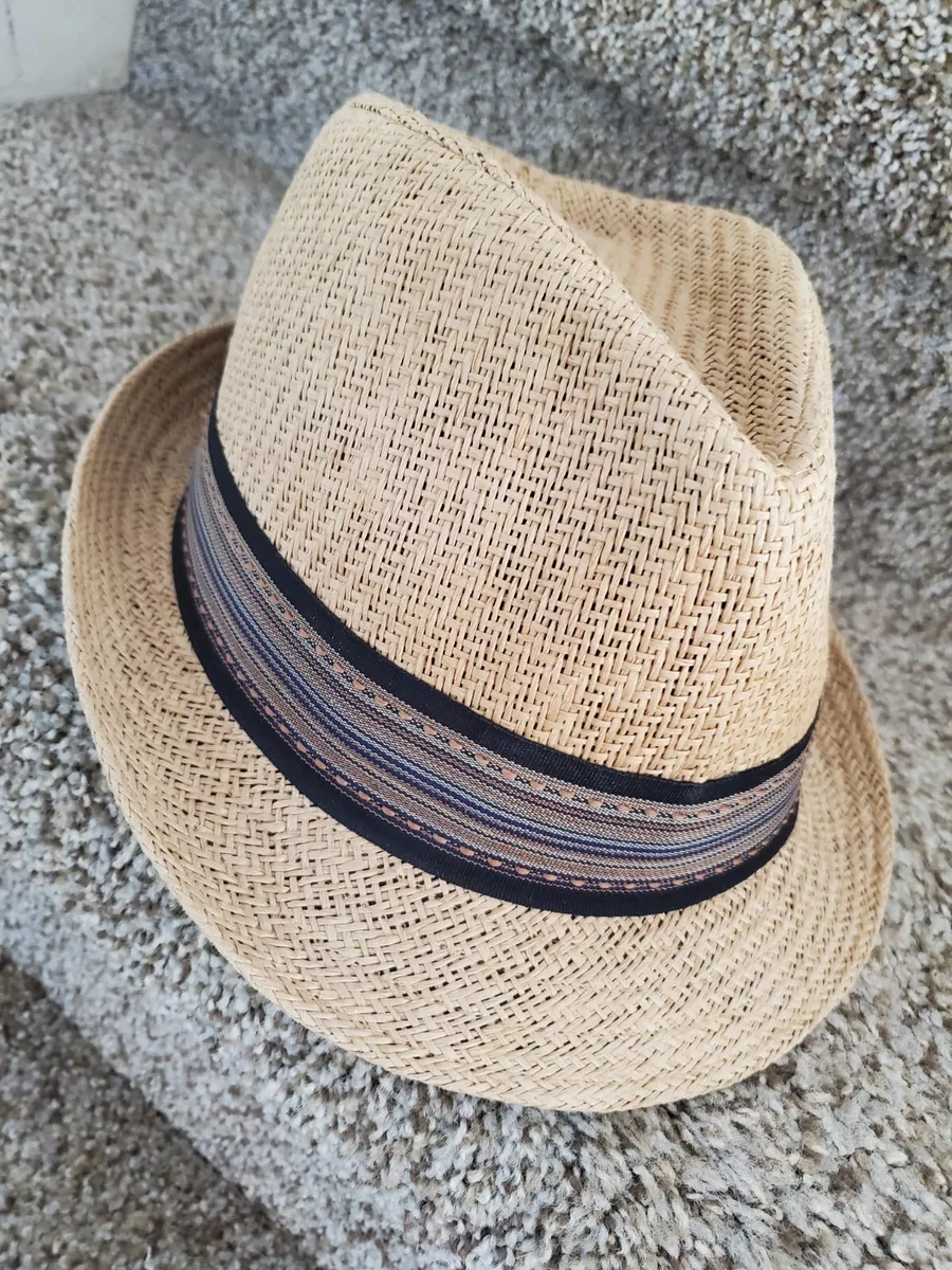 ISLAND BEACH Brand Straw Banded Fedora Hat Cap Sun Summer Vacation