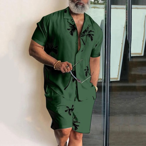 Sommer Hawaiihemd und Shorts Set, Strandoutfit, Herren Zweiteiler Set - Bild 16 von 23