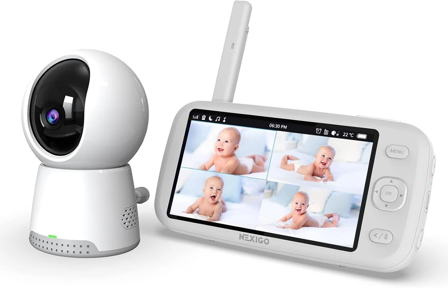 Video Baby Monitor with Camera and Audio, 5 Inch Split IPS Screen,