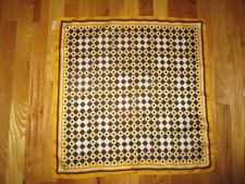 Vintage Glentex Hand Rolled Yellow Blue Polka Dots Silk Blend Scarf 23" Japan