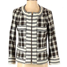 Plenty By Tracy Reese Plaid Wool Blend Zip Front Blazer Jacket Size 4