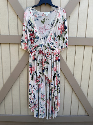 L.i.f.e Floral Beach Cover Up High Low Romantic - Size XL